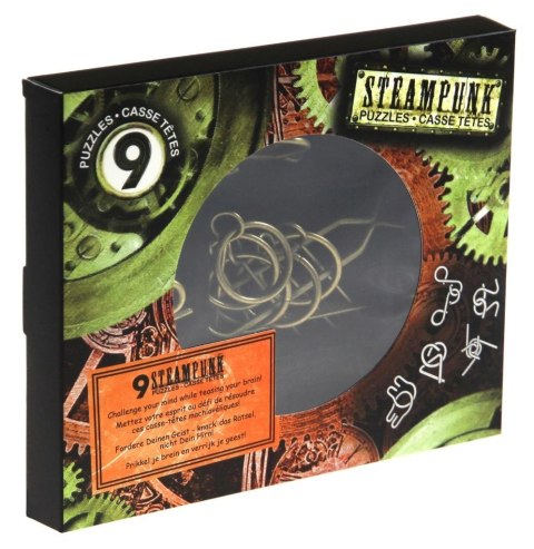 Łamigłówki metalowe 9 szt Steampunk czerwony G3