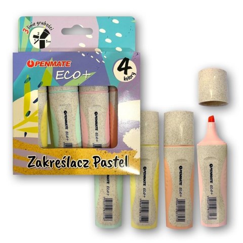 Zakreślacz pastelowy Ecco+ 4 kolory PENMATE