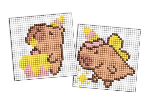 Diamentowa mozaika naklejka - Kapibara się bawi