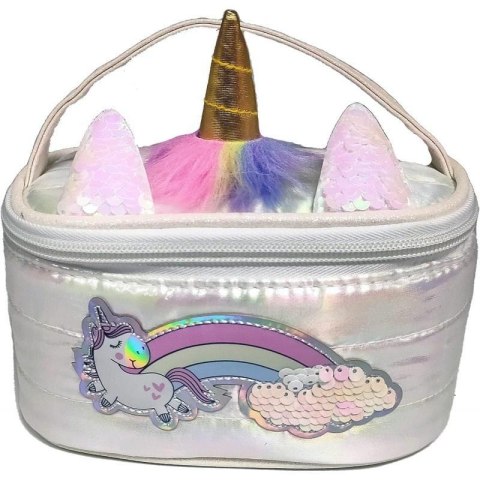 Kosmetyczka puff Jednorożec biała