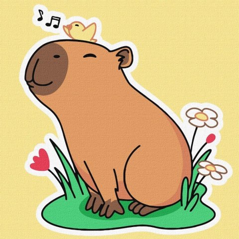 Malowanie po numerach - Kapibara słucha śpiewu..