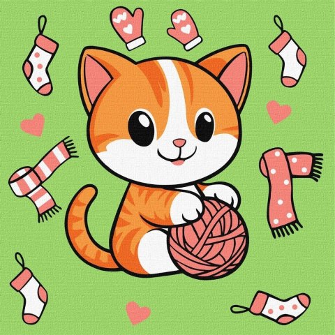 Malowanie po numerach - Kotek i kłębuszek 1 Kids