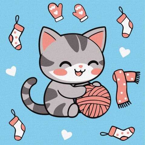 Malowanie po numerach - Kotek i kłębuszek 2 Kids