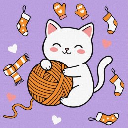 Malowanie po numerach - Kotek i kłębuszek 3 Kids