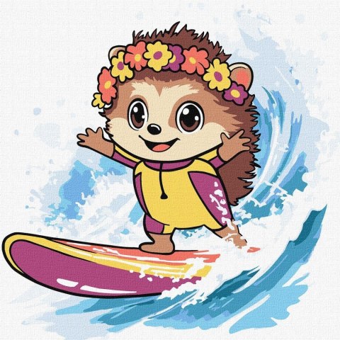 Malowanie po numerach - Lato. Jeż łapie falę Kids