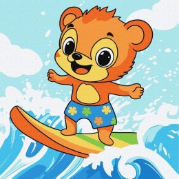 Malowanie po numerach - Lato.Niedźwiedź łapie falę