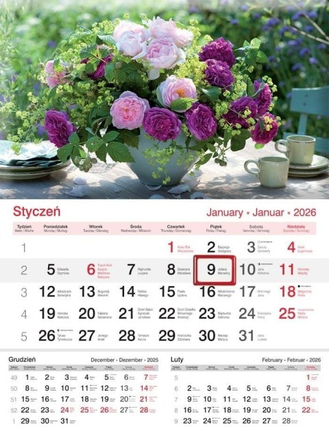 Kalendarz 2026 ścienny jednodzielny Bukiet