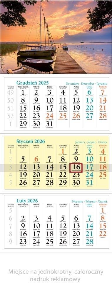 Kalendarz 2026 ścienny trójdzielny Mazury