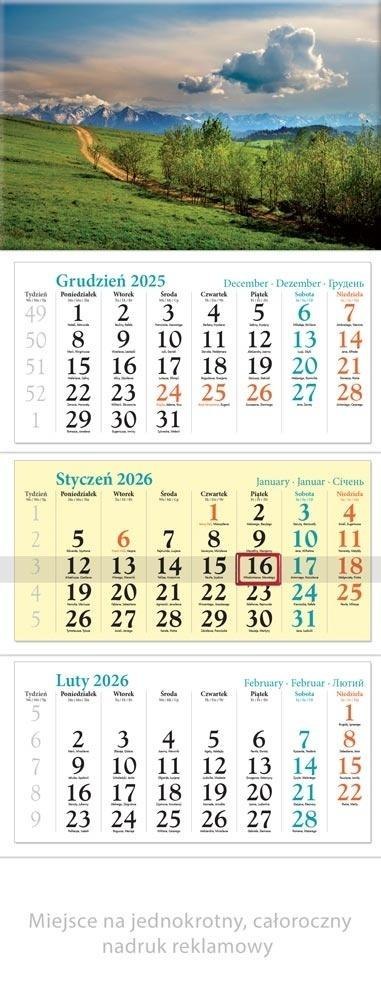 Kalendarz 2026 ścienny trójdzielny Wiosna