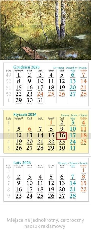 Kalendarz 2026 ścienny trójdzielny Zakątek