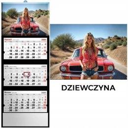 Kalendarz 2026 trójdzielny dziewczyna