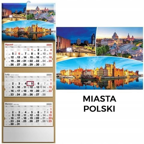Kalendarz 2026 trójdzielny panorama polski