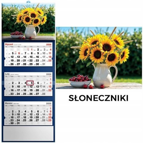 Kalendarz 2026 trójdzielny słoneczniki