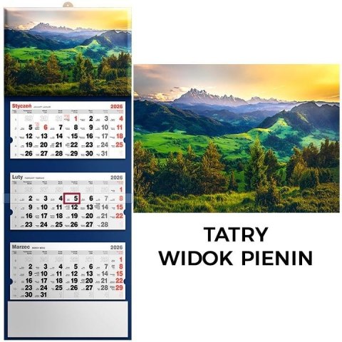 Kalendarz 2026 trójdzielny widok pienin