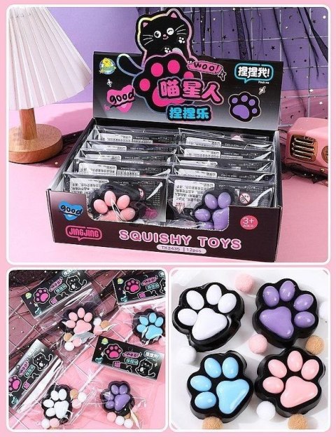 Gniotek łapka kota 14,5x13x3cm MIX