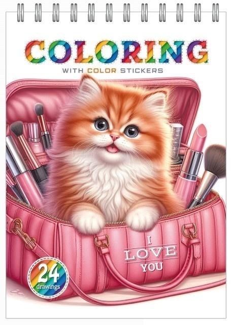 Kolorowanka 148x210 z naklejkami 12 stron Kotki