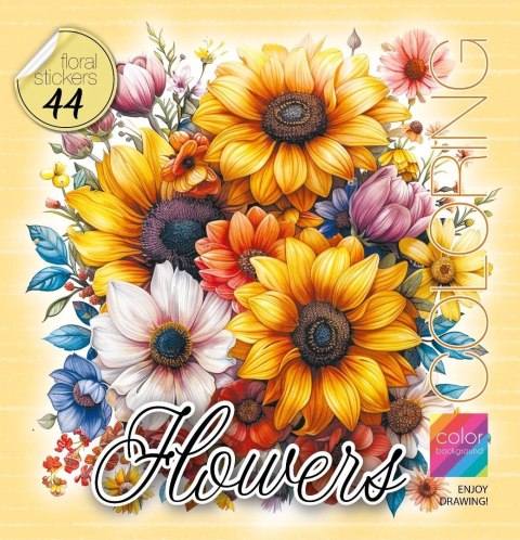 Kolorowanka z naklejkami 200x200 Kwiaty żółte