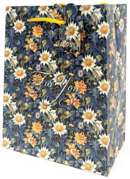 Torebka ozdobna matowa 18x23x10cm Kwiaty