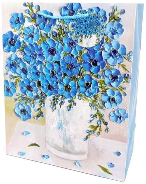 Torebka ozdobna matowa 26x32x12cm Kwiaty