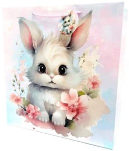 Torebka ozdobna matowa 35x37x12cm Króliczek