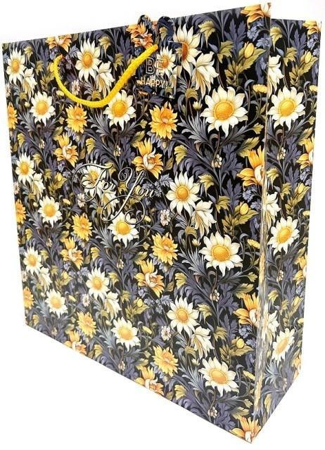 Torebka ozdobna matowa 35x37x12cm Kwiaty