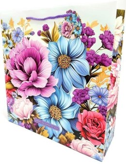 Torebka ozdobna matowa 35x37x12cm Kwiaty