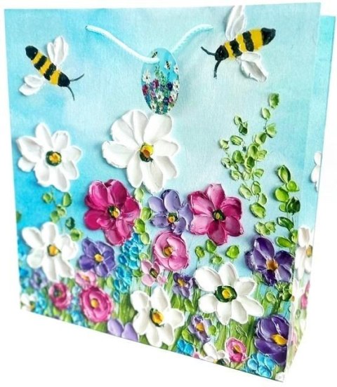 Torebka ozdobna matowa 35x37x12cm Pszczoły