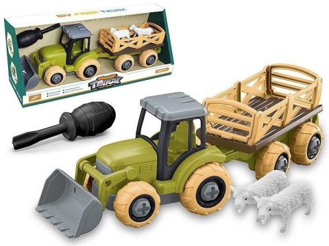 Traktor do skręcania z przyczepą 30x9x11,5cm