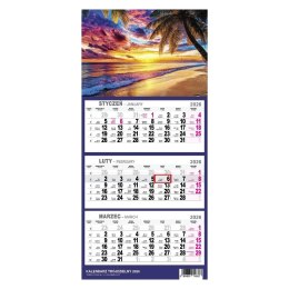 Kalendarz 2026 trójdzielny mały Plaża