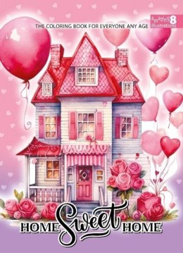 Kolorowanka A4 pionowa 8 obrazków Domki róż