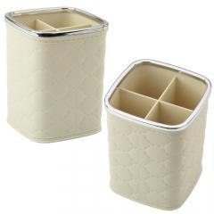 Organizer na pędzle 4 przegrody biały 12x9,5cm