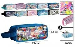 Piórnik trzykomorowy z uchwytem MIX