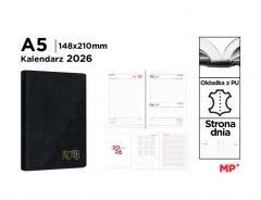 Kalendarz 2026 A5 dzienny czarny