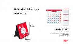 Kalendarz 2026 biurkowy 14x15cm czerwony