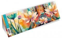 Kalendarz 2026 poziomy ze spiralką kwiaty