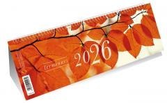 Kalendarz 2026 poziomy ze spiralką liście