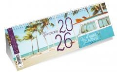 Kalendarz 2026 poziomy ze spiralką plaża