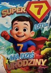 Karnet Urodziny 7 chłopiec - Superbohater