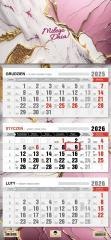 Kalendarz 2026 trójdzielny płaska główka glamour
