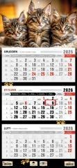 Kalendarz 2026 trójdzielny płaska główka kotki