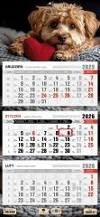 Kalendarz 2026 trójdzielny płaska główka piesek