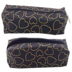 Piórnik jednokomorowy złote serca czarny