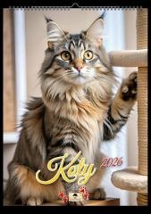 Kalendarz 2026 A4 ścienny na spirali koty