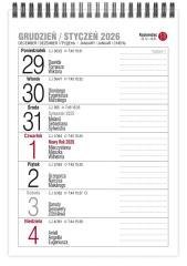 Kalendarz 2026 biurkowy tygodniawy pionowy MIX