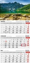 Kalendarz 2026 trójdzielny z magnesem tatry