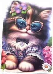 Notatnik ozdobny A7/48K gładki TW Kot w okularach