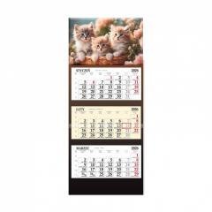 Kalendarz 2026 trójdzielny Koty