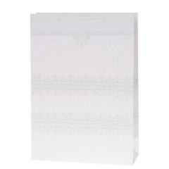 Torebka Lux 18x23x10cm brokat biała ROZETTE