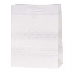 Torebka Lux 26x32x12cm brokat biała ROZETTE