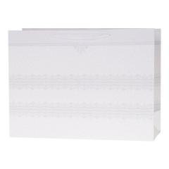 Torebka Lux 55x40x20cm brokat biała ROZETTE